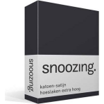 Snoozing - Katoen-satijn - Hoeslaken - Extra Hoog - 90x210 - Antraciet - Grijs