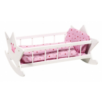 Goki Houten Poppenwieg Kroon Met Beddengoed 57,5x44x29cm - Wit