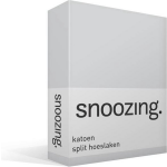 Snoozing Katoen Split Hoeslaken - 100% Katoen - Lits-jumeaux (180x210/220 Cm) - - Grijs