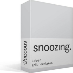 Snoozing Katoen Split Hoeslaken - 100% Katoen - Lits-jumeaux (160x210/220 Cm) - - Grijs