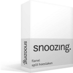 Snoozing - Flanel - Split-topper - Hoeslaken - 180x210/220 Cm - - Wit