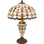 Clayre & Eef Tafellamp Tiffany ø 40x60 Cm E27/max. 2x60 W/e14/max.1x15w - Multi Colour - Ijzer, Glas - Beige
