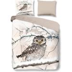Snoozing Snowy Owl Flanel Dekbedovertrek - 2-persoons (200x200/220 Cm + 2 Slopen) - Geel