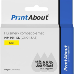 PrintAbout Huismerk compatible met HP 951XL (CN048AE) Inktcartridge Hoge capaciteit - Geel