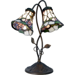 Clayre & Eef Tafellamp Tiffany Compleet 34x28x47 Cm 2x E14 Max 40w -, Groen, Multi Colour - Ijzer, Glas - Bruin