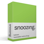 Snoozing - Katoen - Extra Hoog - Hoeslaken - 90x200 - Lime - Groen