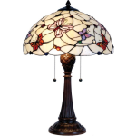 Clayre & Eef Tafellamp Tiffany Met Vlinders Compl. Ø 41x60 Cm 2x E27/60w,, Rood, Aubergine - Ijzer, Glas - Bruin