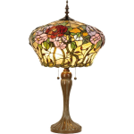 Clayre & Eef Tafellamp Tiffany Compleet 72 X ø 40 Cm, Groen,, Multi Colour - Ijzer, Glas - Bruin