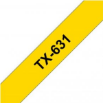Brother TX-631 op geel labelprinter-tape - Zwart