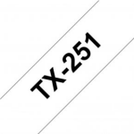 Brother TX-251 op wit labelprinter-tape - Zwart