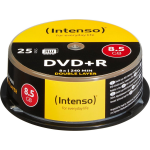 Intenso 1x25 DVDR 8.5GB 8x Speed. dubbel laags Cakebox