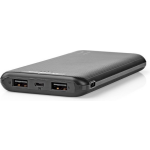 Nedis Powerbank | 10. 000 mAh | 3 Uitgangen 3.0 / 2.1 / 1.0 A | USB-C™ / Micro-USB-Ingang | - Zwart