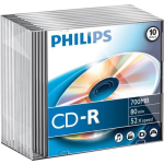 Philips CD-R 700MB 52xspeed slim case 10 stuks