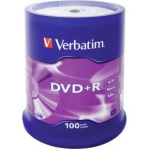 Verbatim 1x100 DVDR 4.7GB 16x Speed. mat zilver - Silver