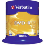 Verbatim 1x100 DVD-R 4.7GB 16x Speed. mat zilver - Silver