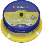 Verbatim 1x25 DVD-RW 4.7GB 4x Speed. Mat zilver - Silver