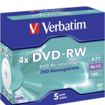 Verbatim 1x5 DVD-RW 4.7GB 4x Speed. Jewel Case