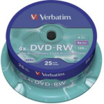 Verbatim 1x25 DVD-RW 4.7GB 4x Speed. mat zilver - Silver