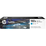 HP 981X High Yield Cyan Original PageWide Cartridge Cartridge 10000pagina's Cyaan