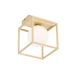QAZQA Design plafondlamp goud met wit glas - Aniek