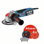 Bosch GWX 19-125 S Professional | Haakse slijper | incl. 5x X-LOCK fiberschijf + steunschijf