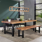 Hoyz - Eetkamertafel Boomstam - 240x100x77 - Bruin - Hout - Zwart