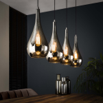 Hoyz - Hanglamp Met 4 Lampen - Serie Drop - Handgeblazen Glas - Silver