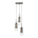 Hoyz - Hanglamp Cilinder - 3xø15 - Getrapt - Glas - Grijs