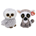 ty - Knuffel - Beanie Buddy - Owlette Owl & Linus Lemur