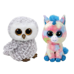 ty - Knuffel - Beanie Buddy - Owlette Owl & Blitz Unicorn