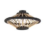 QAZQA Oosterse plafondlamp bamboe met 46 cm - Evalin - Zwart