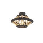 QAZQA Landelijke plafondlamp bamboe met 30 cm - Evalin - Zwart