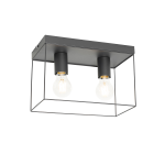 QAZQA Minimalistische plafondlamp 2-lichts - Kodi - Zwart