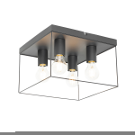 QAZQA Minimalistische plafondlamp 4-lichts vierkant - Kodi - Zwart