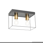 QAZQA Minimalistische plafondlamp zwart met goud 2-lichts - Kodi