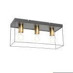 QAZQA Minimalistische plafondlamp zwart met goud 3-lichts - Kodi