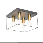 QAZQA Minimalistische plafondlamp zwart met goud 4-lichts vierkant - Kodi