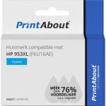 PrintAbout Huismerk compatible met HP 953XL (F6U16AE) Inktcartridge Cyaan Hoge capaciteit