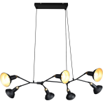 BES LED Led Hanglamp - Hangverlichting - Trion Rollo - E14 Fitting - 7-lichts - Rond - Mat - Aluminium - Zwart