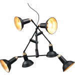 BES LED Led Hanglamp - Hangverlichting - Trion Rollo - E14 Fitting - 6-lichts - Rond - Mat - Aluminium - Zwart