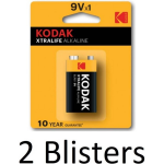Kodak 2 Stuks (2 Blisters A 1 St) Xtralife Alkaline 9v