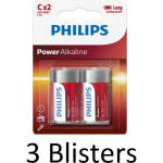 Philips 6 Stuks (3 Blister A 2st) - Power C/lr14 Alkalinebatterij