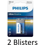 Philips 2 Stuks (2 Blisters A 1 St) 6lr61 9v Batterij