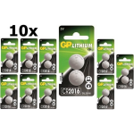 GP 20 Stuks (10 Blisters A 2st) - Cr2016 Professional Electronics 3v 90mah Lithium Knoopcel