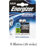 Energizer 16 Stuks (8 Blisters A 2 Stuks) Aaa Ultimate Lithium 1.5v Micro Lr03/fr3