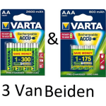 Varta (3 Van Beiden) Aa & Aaa Oplaadbare Batterijen Combi Aanbieding 2600 Mah & 800 Mah