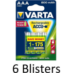 Varta 24 Stuks (6 Blisters A 4 St) Aaa Oplaadbare Batterijen - 800mah