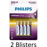 Philips 8 Stuks (2 Blisters A 4 St) Aaa Lithium Ultra Batterijen