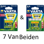 Varta (7 Van Beiden) Aa & Aaa Oplaadbare Batterijen Combi Aanbieding 800 Mah & 2100 Mah