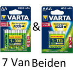 Varta (7 Van Beiden) Aa & Aaa Oplaadbare Batterijen Combi Aanbieding 2600 Mah & 800 Mah